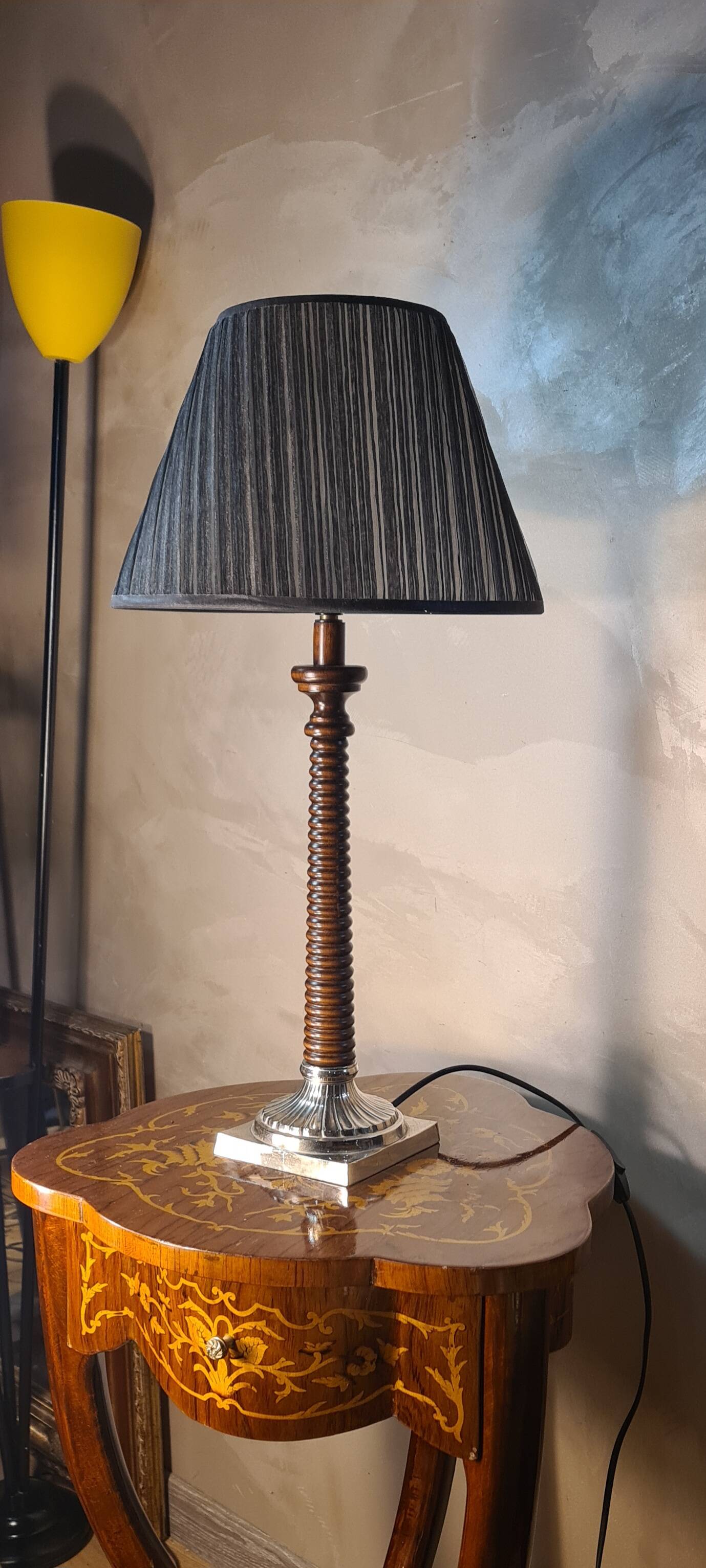 Striped wood lamp on silver base 70x25 classic 60s