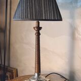 Striped wood lamp on silver base 70x25 classic 60s