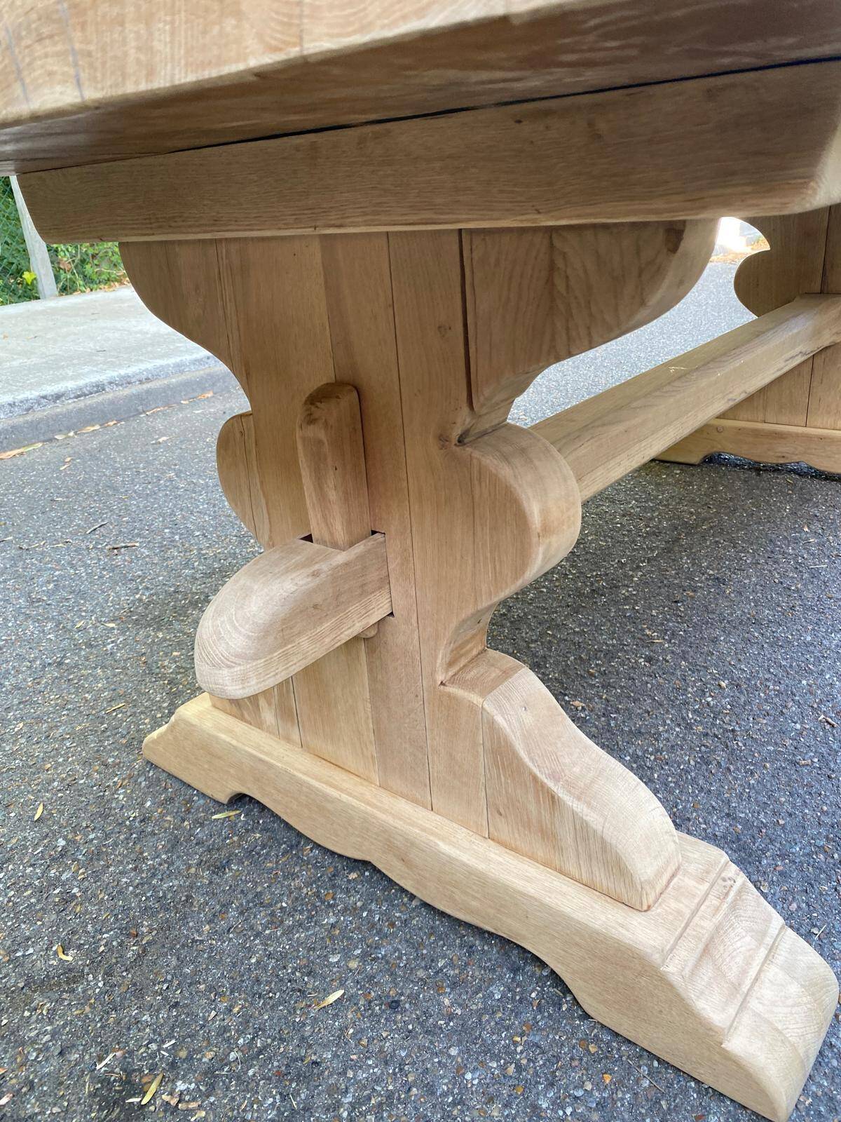 Large stripped solid oak monastery table – 200 cm