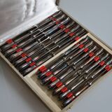 24 TABLE & DESSERT KNIVES SILVER METAL GOLDFORFER FRIONNET FRANCOIS LOUIS XV