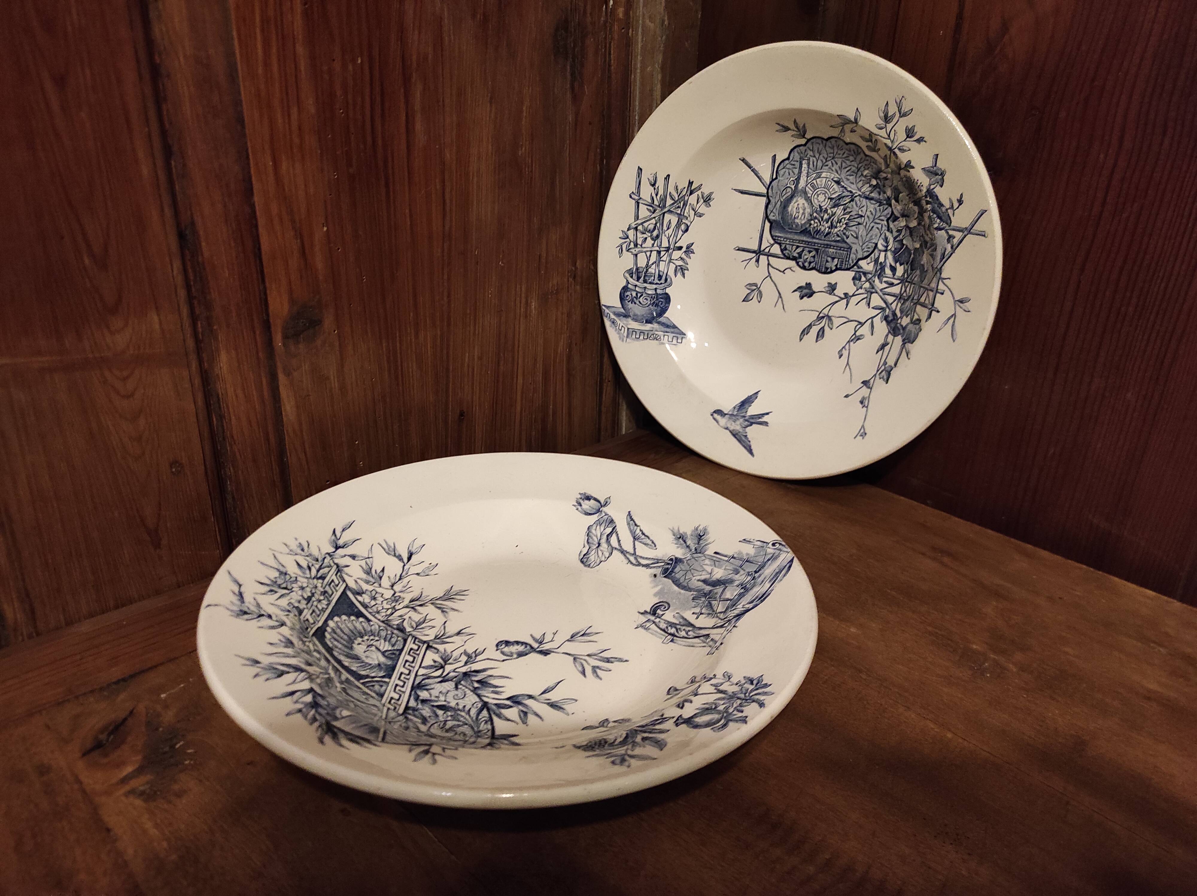 French vintage soup plate, R. Lafitte, Terre de Fer, Salins