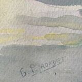 Original Gouache painting "Marin au port" signed G. Peyrondet around 1950