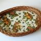 Large wicker and wood serving tray, vintage from the 1960s