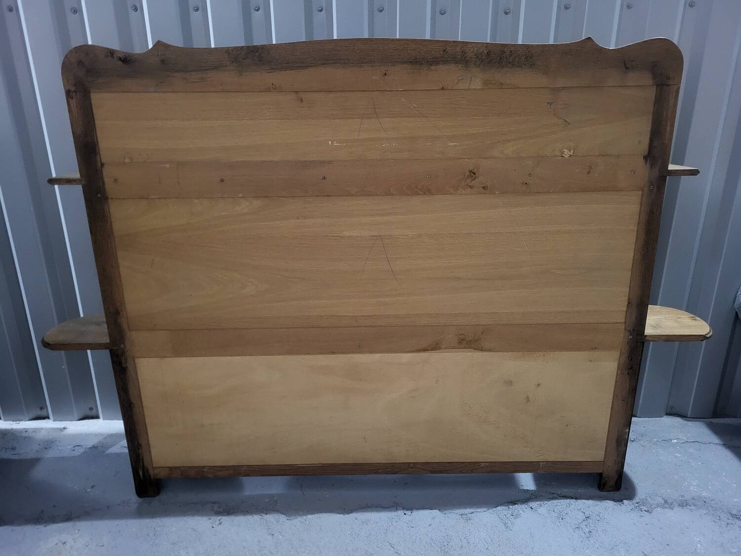 Authentic old vintage solid oak headboard in very good condition