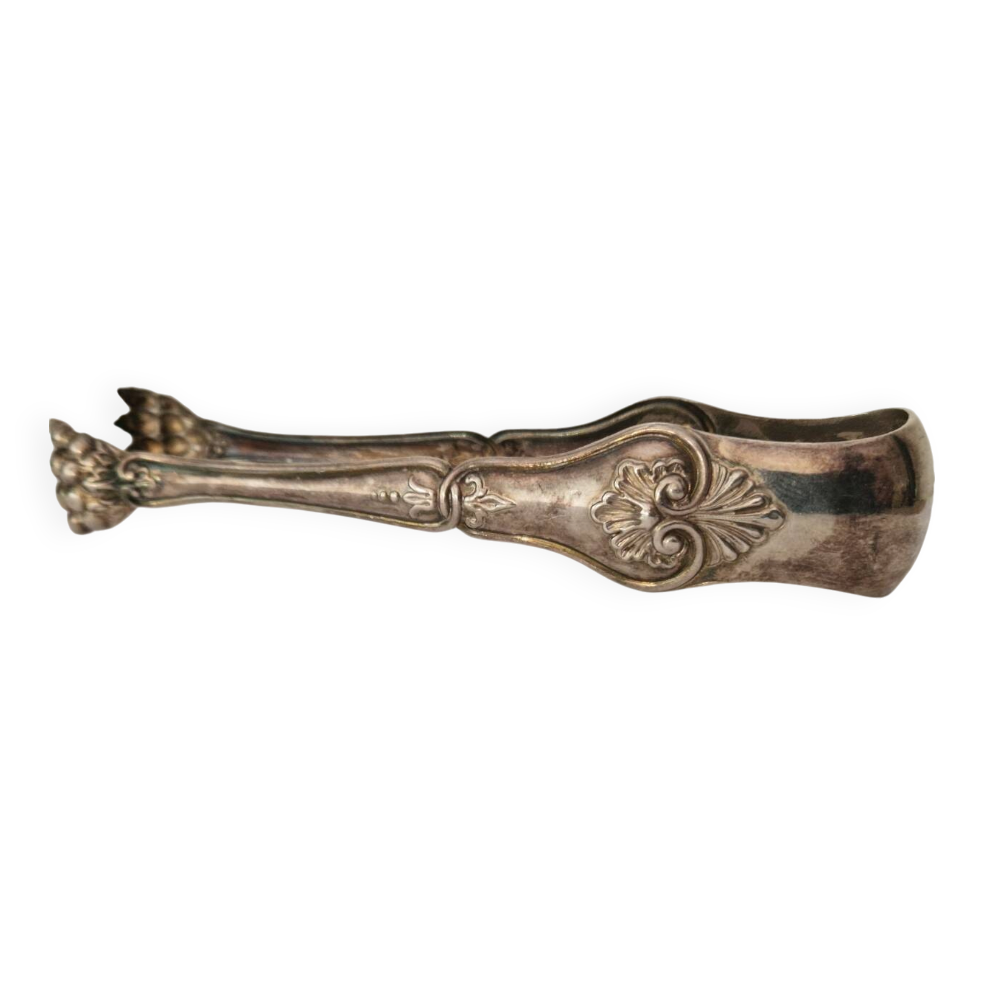 I030 Sugar tongs in silver-plated rock – Louis XV style