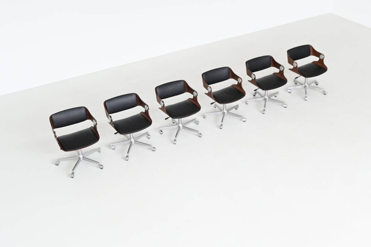Eugen Schmidt set of six dining or conference chairs in teak Germany 1965