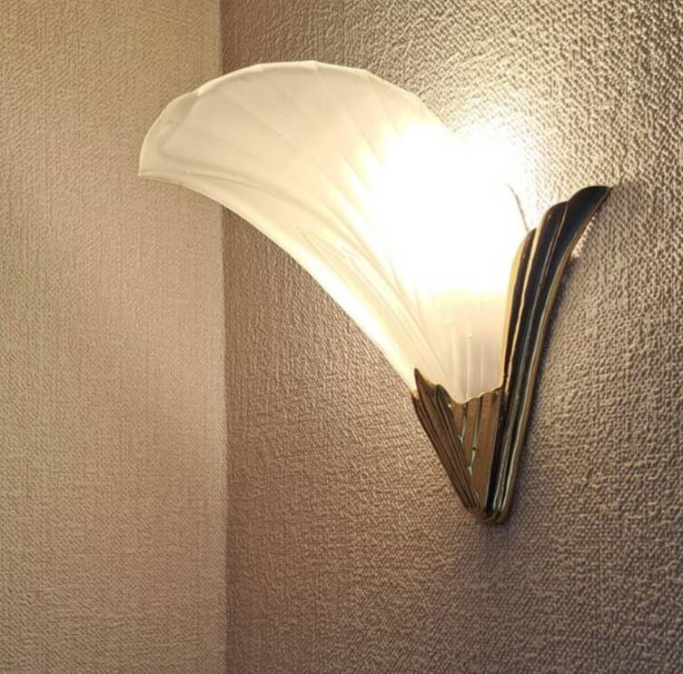 Paire d’appliques Art Déco “plume” en verre satiné