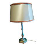 Silver metal lamp with its lampshade