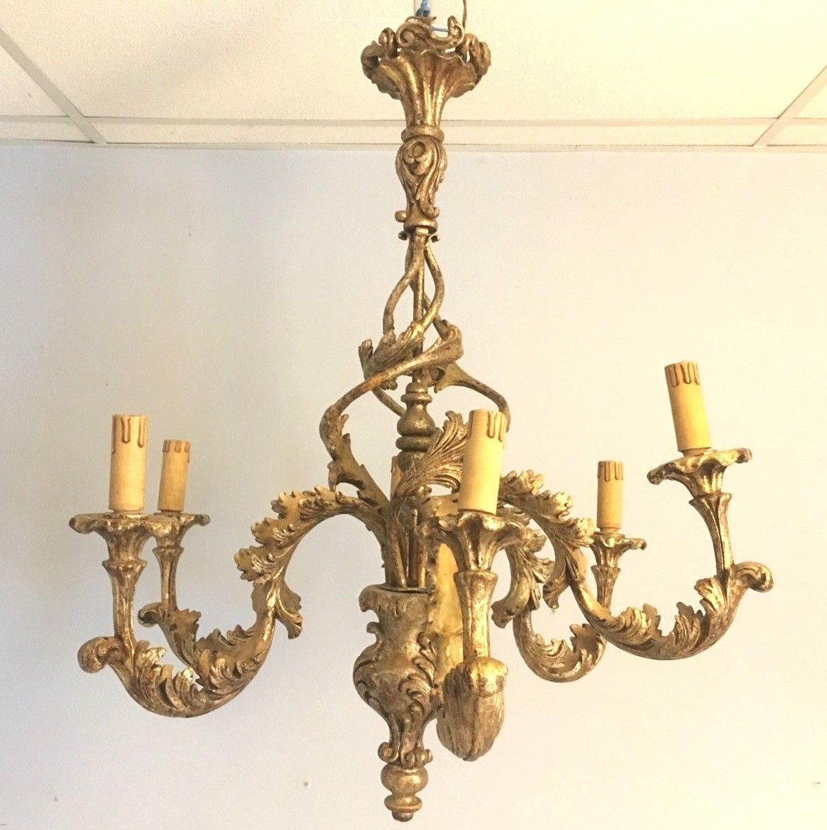 Louis XV Patine style chandelier with ancient Golden Patina Rockery Luster