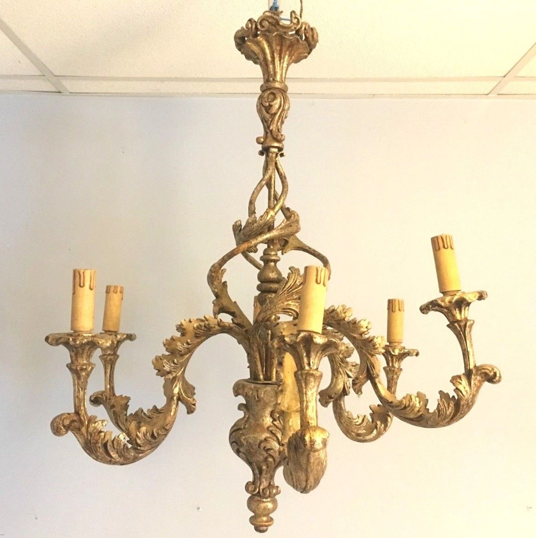 Louis XV Patine style chandelier with ancient Golden Patina Rockery Luster