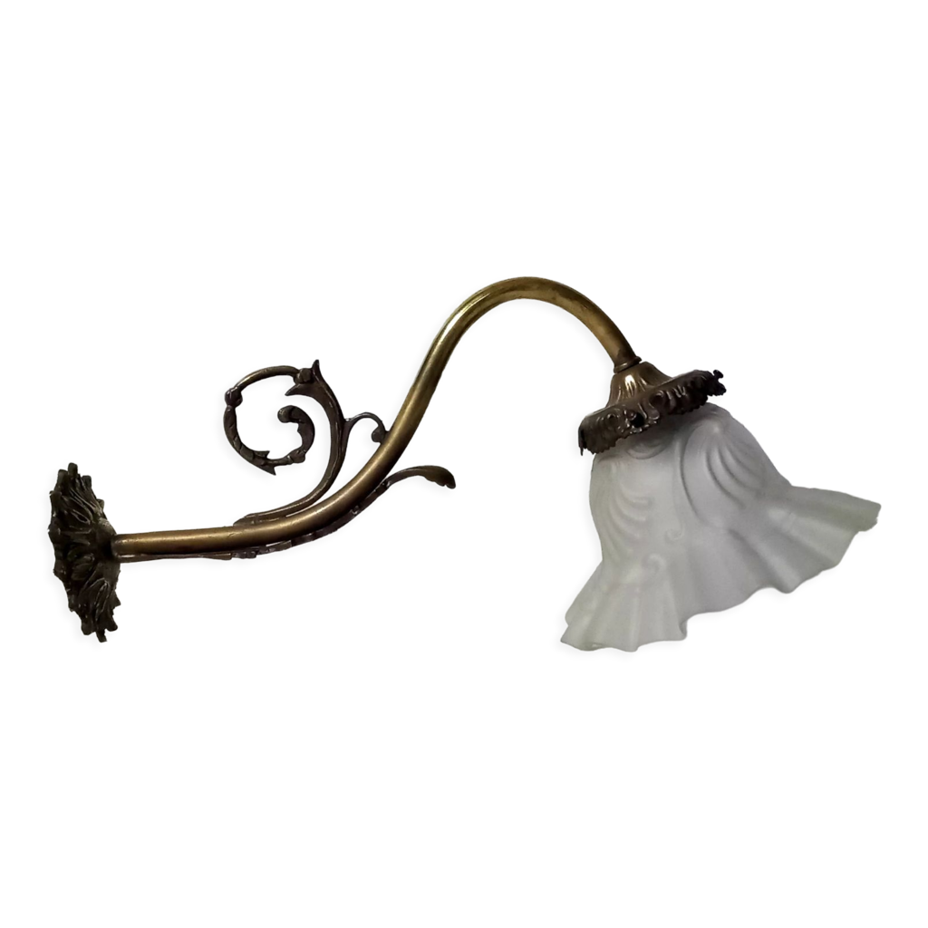 Applique tulipe vintage art déco en verre dépoli