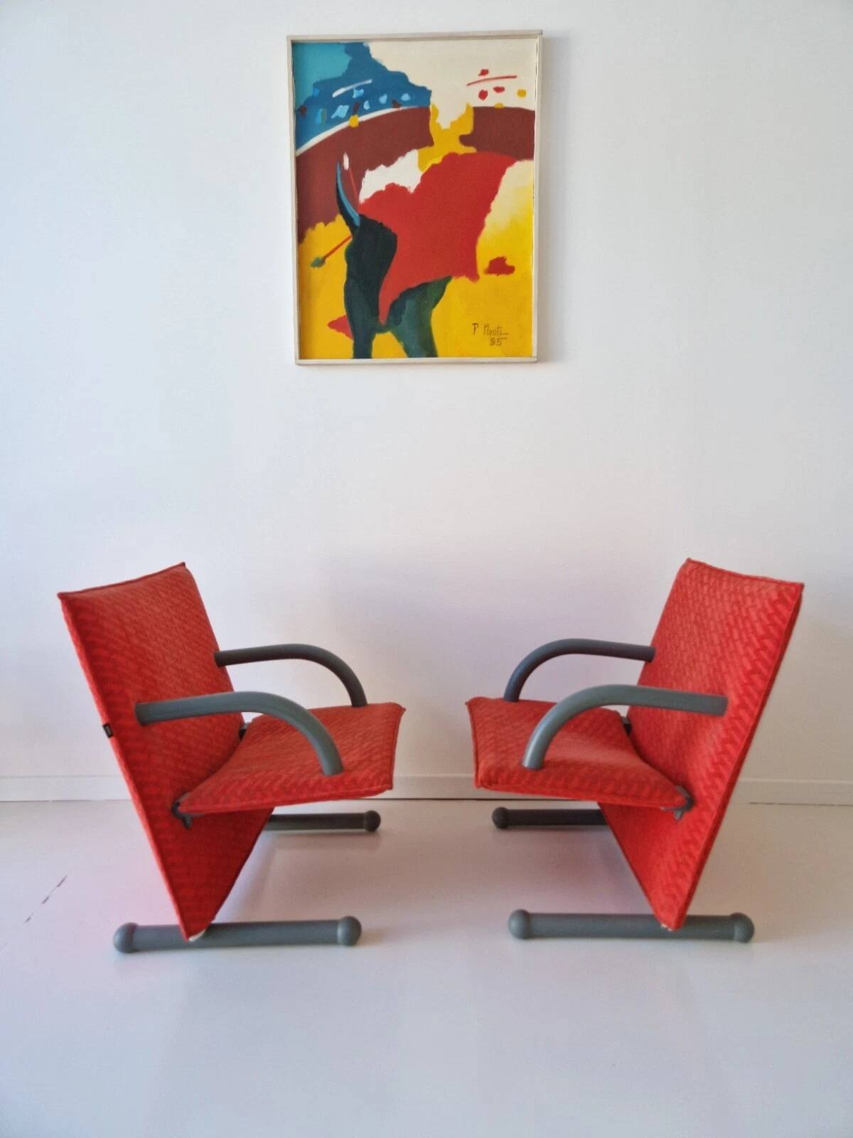 Authentic ARFLEX Italy T-Line lounge chair pair