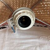 Flower applique in raffia and pink fabrics