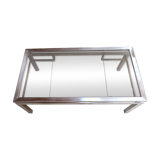 Brushed steel coffee table frame without glass - 1970s