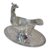 Superb silver-plated sauce boat by Christofle Malmaison, Aigle Empire