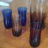 1970 liqueur service tinted glass Verrerie Portieux