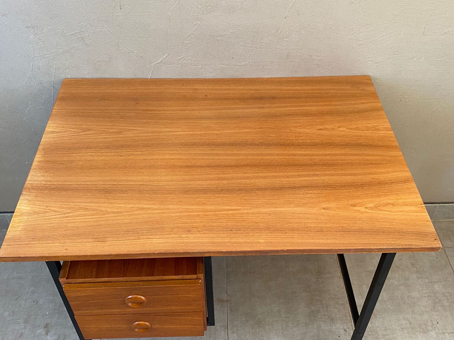 Vintage teak and metal desk