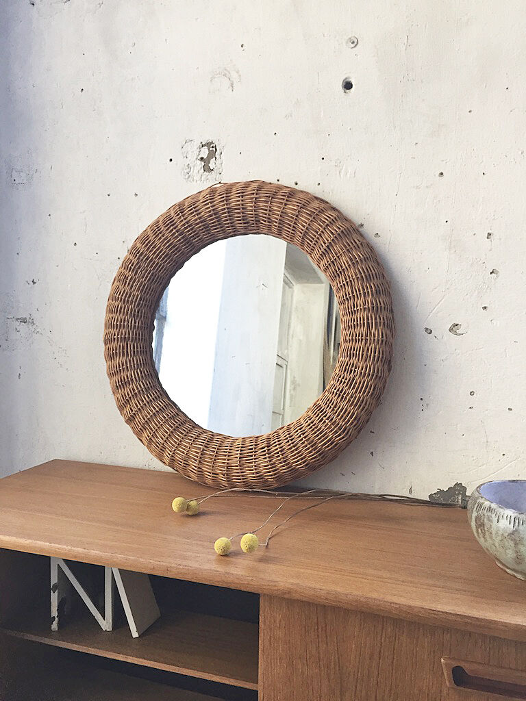 Mirror round Wicker 59 cm