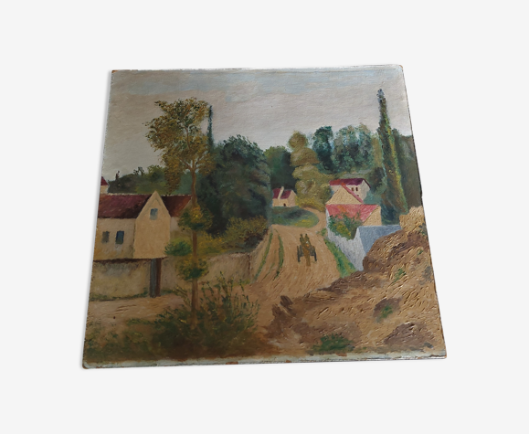 Tableau peinture huile sur panneau paysage