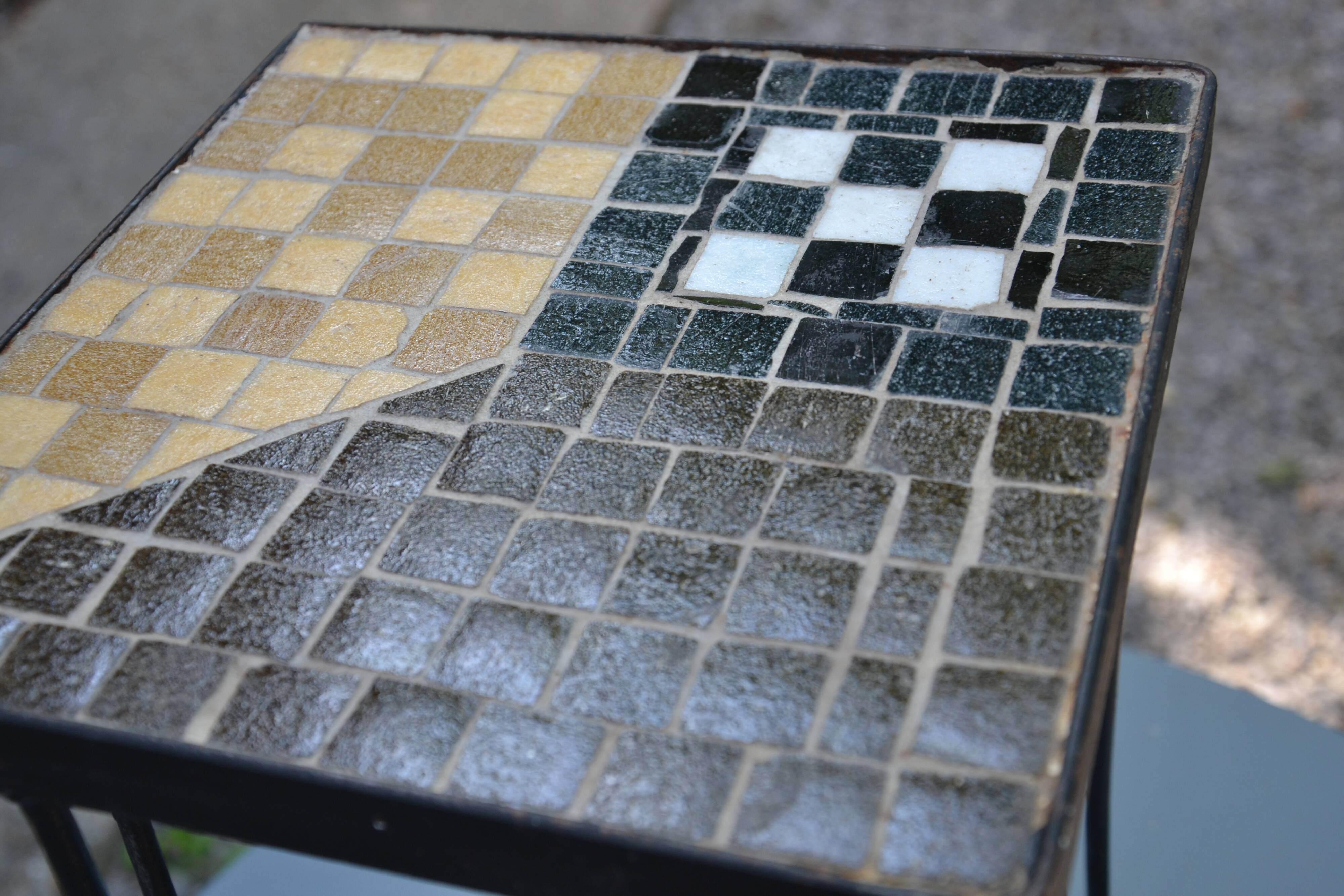Iron and mosaic side table/plant stand