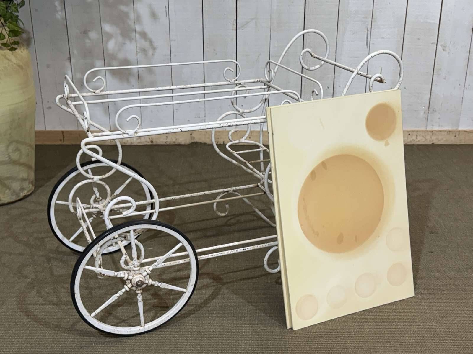1980s metal wheeled dessert trolley