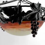 Lustre en fer forgé et pate de verre, Art Deco, Muller Freres, Circa 1920