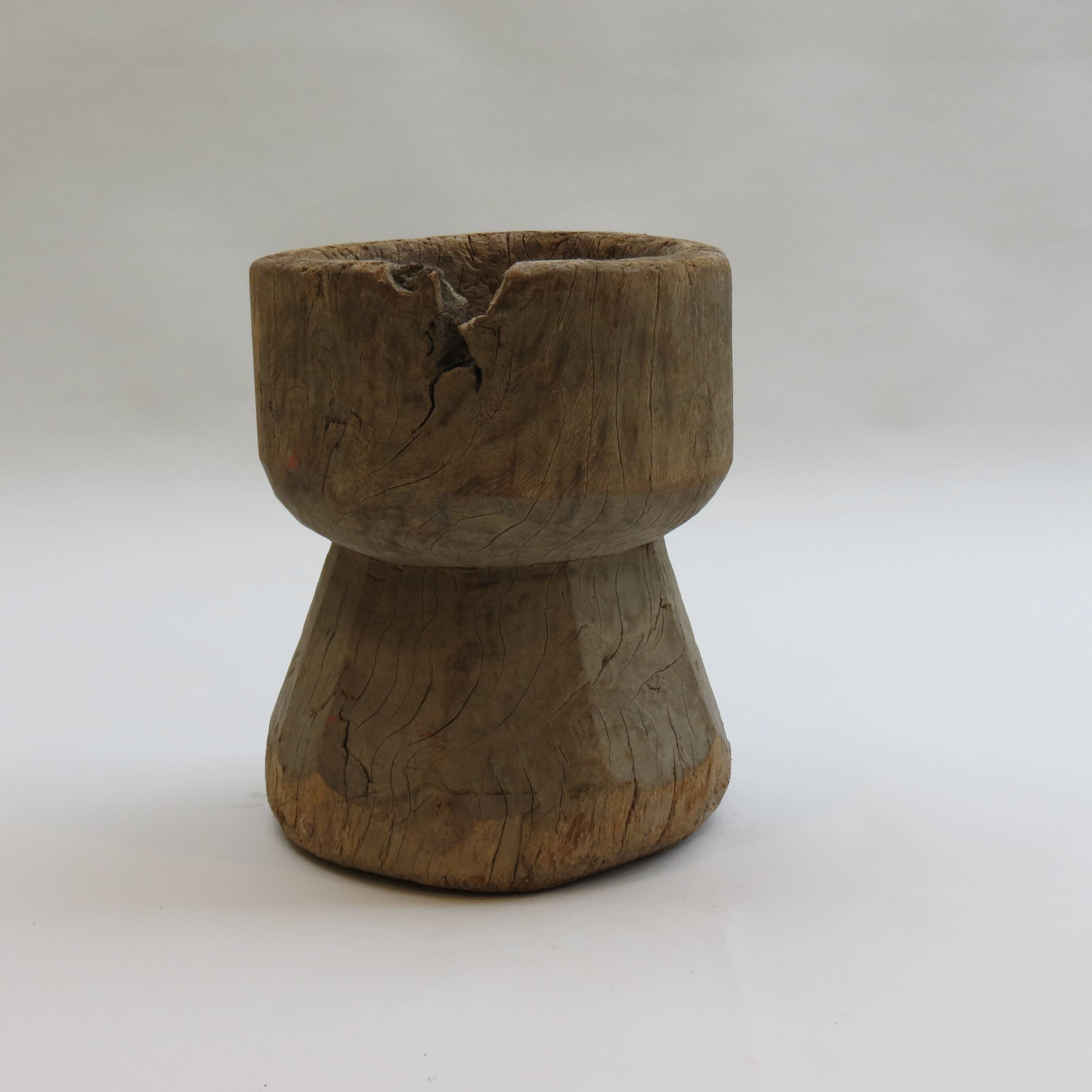 Antique Primitive Rustic African Mortar Stool Table