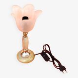 Tulip lamp made of onyx and brass.