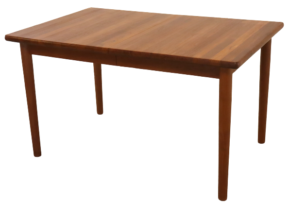 Vintage mid century modern KS Denmark rectangular teak extendable dining table 'Marbjerg'