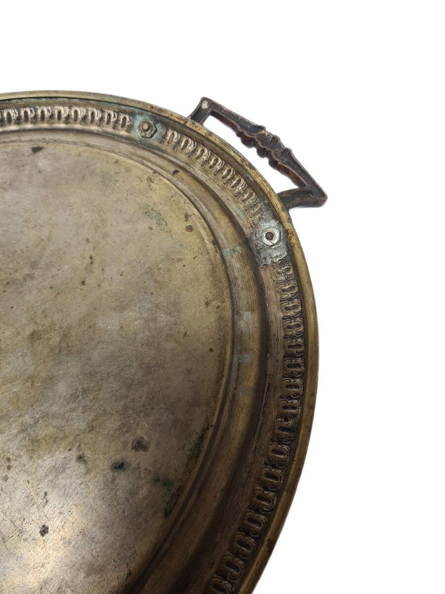 Antique Polish oval guilloché tray from Jarra, 1890s