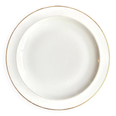 Round dish A. Vignaud in white and gold Limoges porcelain
