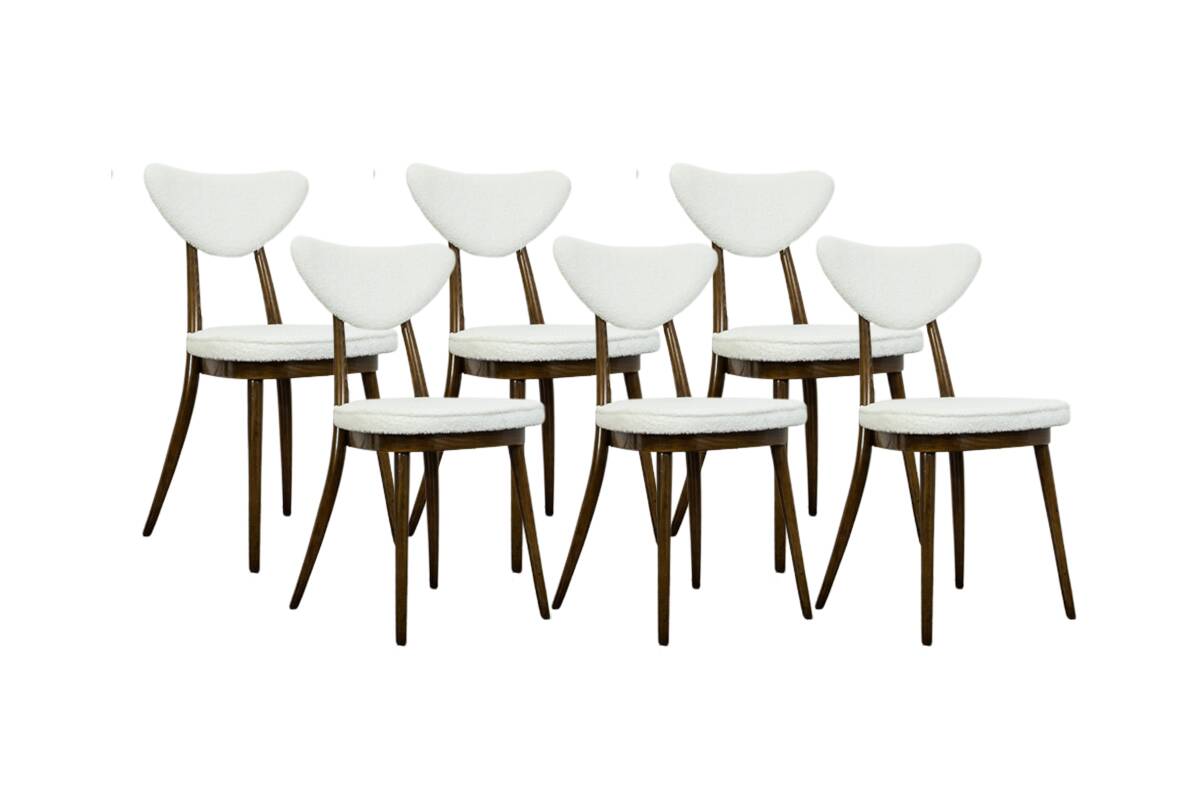 Chaises de salle à manger vintage n° 124 par H & J Kurmanowicz, Pologne, années 1950, ensemble de 6.
