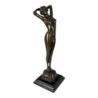 Philips, Art Deco Sculpture of a Nude Woman, 20th Century, Bronze