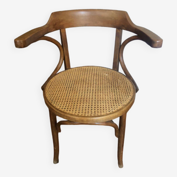 Fischel armchair curved wood and canework 1900