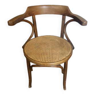 Fischel armchair curved wood and canework 1900