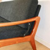 Canapé pliable danois vintage noir bouclé, années 1970