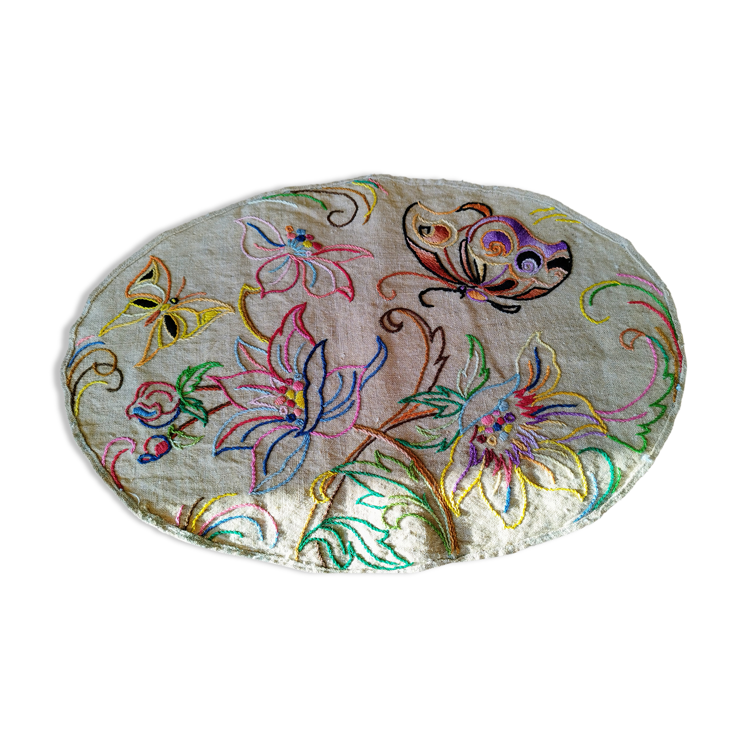 Antique embroidered placemat