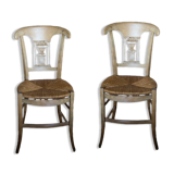 Lot de 2 chaises anciennes chêne et paille