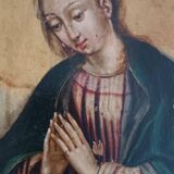 Antique painting on copper - 17th/18th century - Virgin and Child asleep