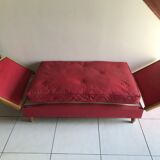 Vintage red padded bench