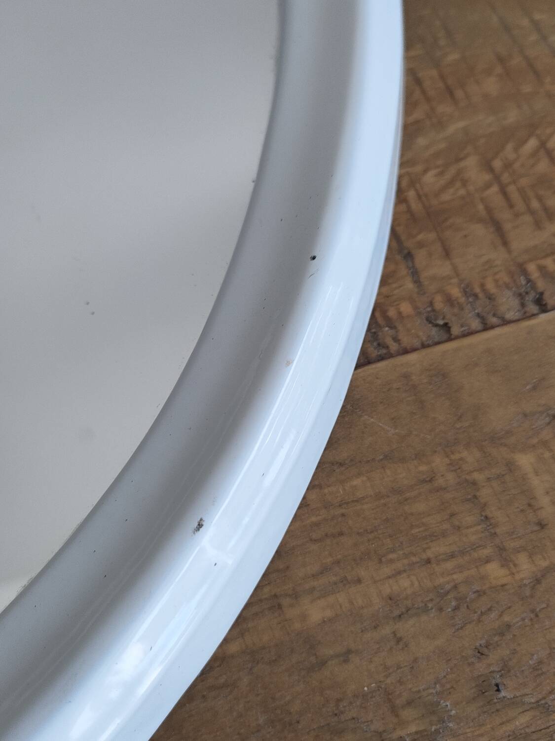 Ancien Miroir Ovale En Fonte - Blanc - Vintage - 48 x 38,5 cm.