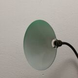 Vintage industrial vice lamp, green opaline.