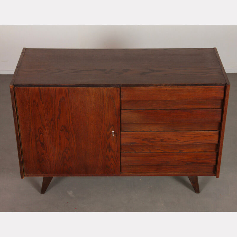 Vintage stained oak chest of drawers model U-458 by Jiri Jiroutek, 1960