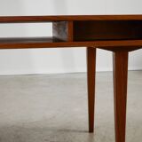 1950s Danish Teak Coffee Table with Drawers and Pull-Out Tray