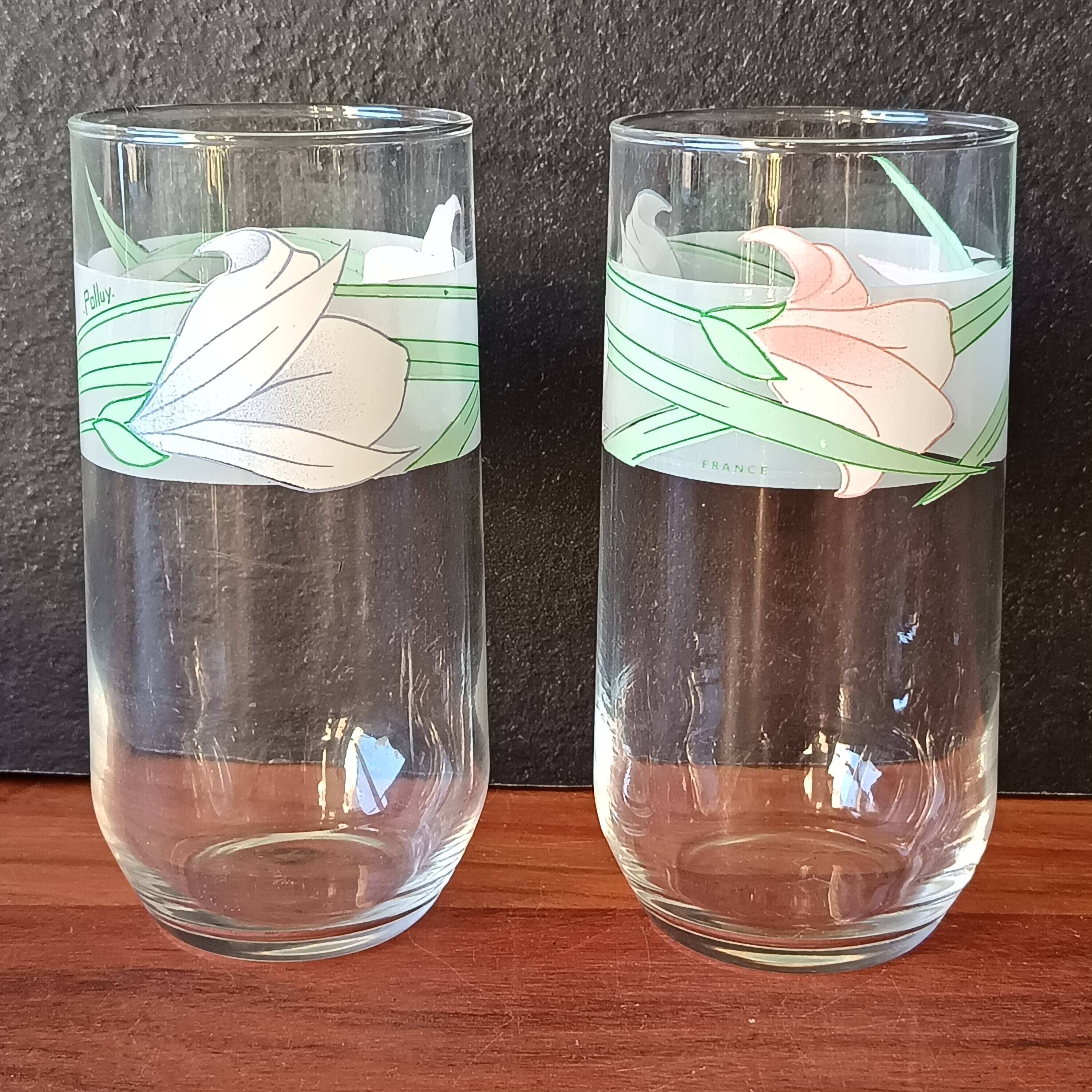 6 verres à eau luminarc modèle Bahamas motif Palluy vintage