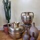 Pair of brass jars with double handles, Moroccan craftsmanship