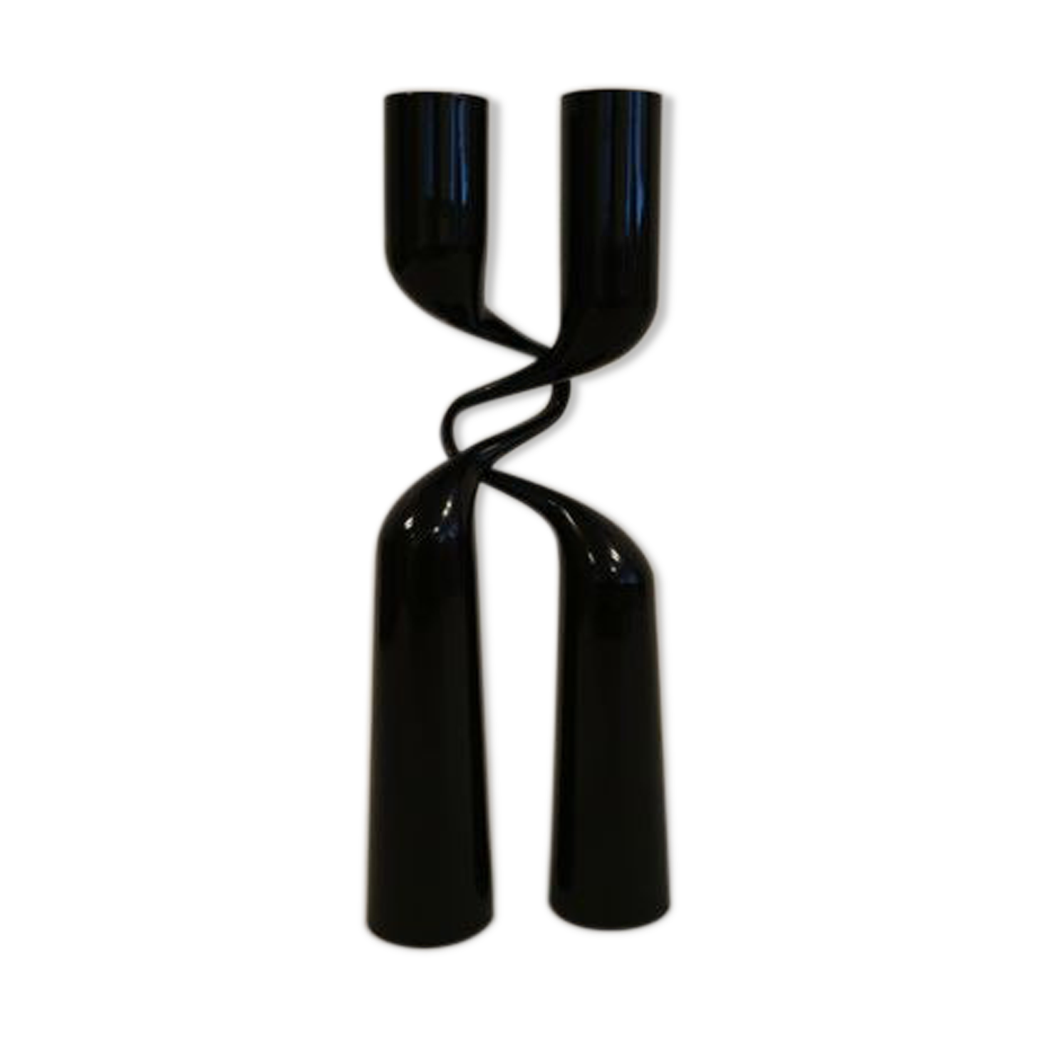 Set of two black design candlesticks, designed by mikaela dörfel for menu, denmark.