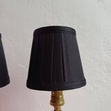 Pair of mid-century porcelain brass bedside lamps, 50s/60s