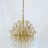Mid-century, Italian brass and glass chandelier from 70s
