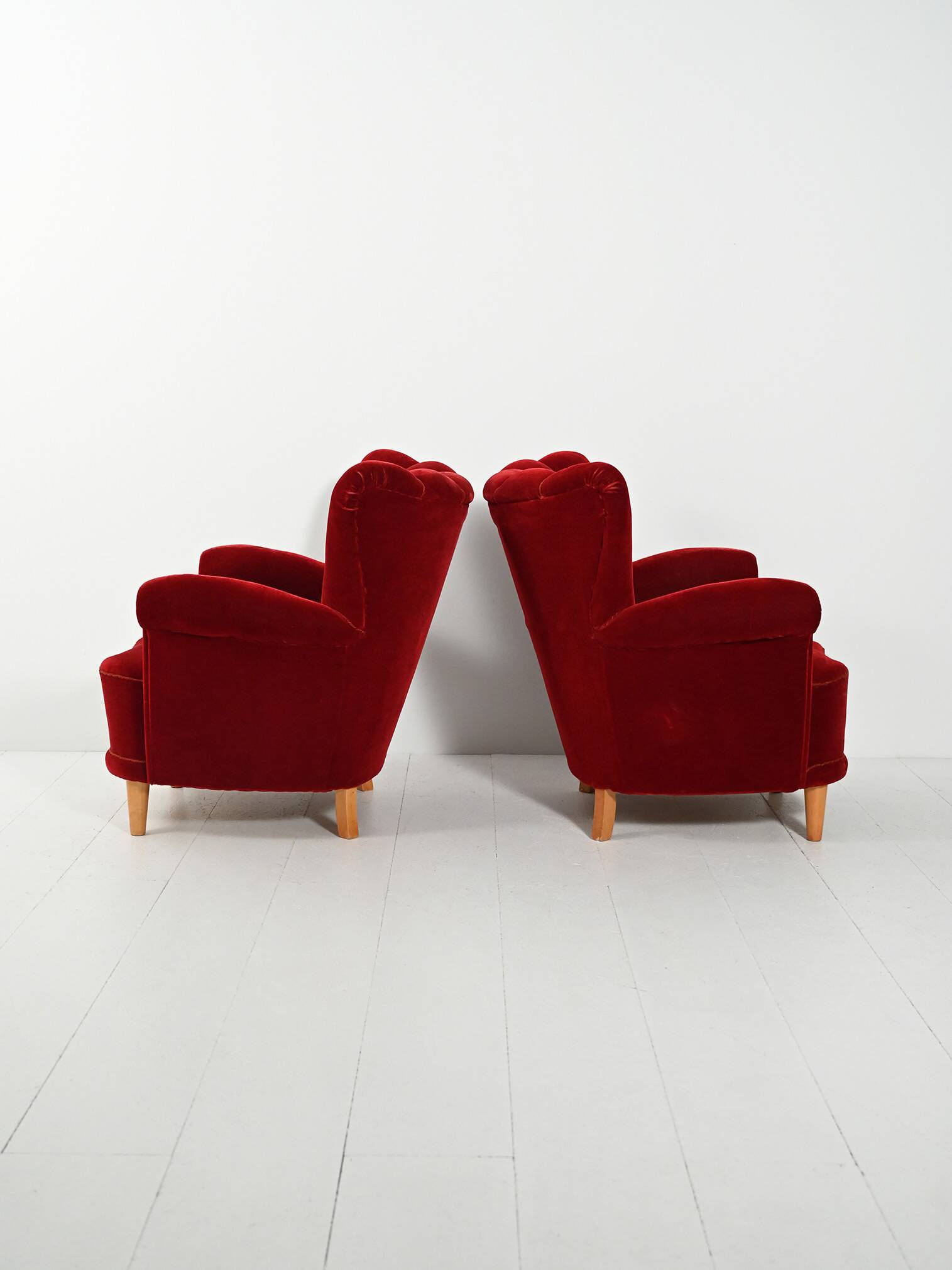 Pair of Swedish 1940s shell-back armchairs
